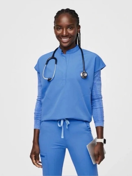 Figs Tops - New Figs Rafaela Oversized Scrub Top Capri Blue size XXS